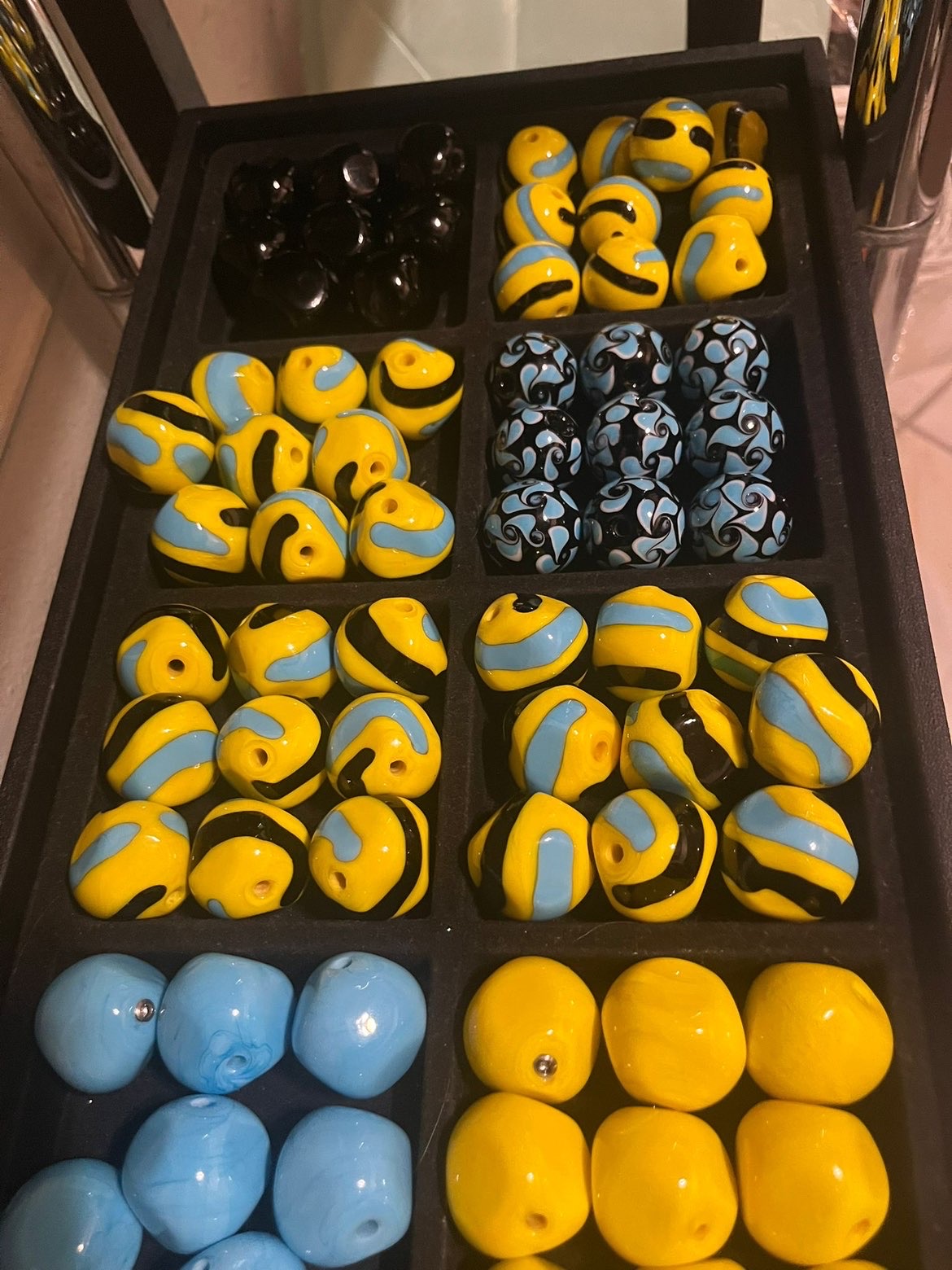 Yellow & Blue Glass Pendants