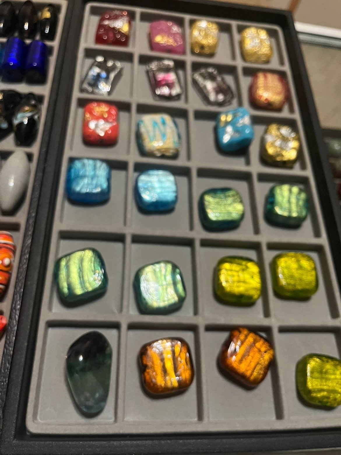 Dichroic Glass Square Pendants